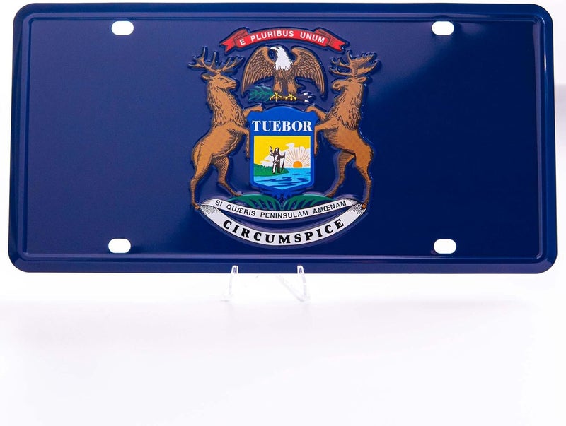 Pickwicks Michigan State Flag License Plate – Embossed Aluminum – Great Lakes State Pride – Decorative Car Tag – 6”x12” Novelty Metal Sign (Michigan) - Image 4